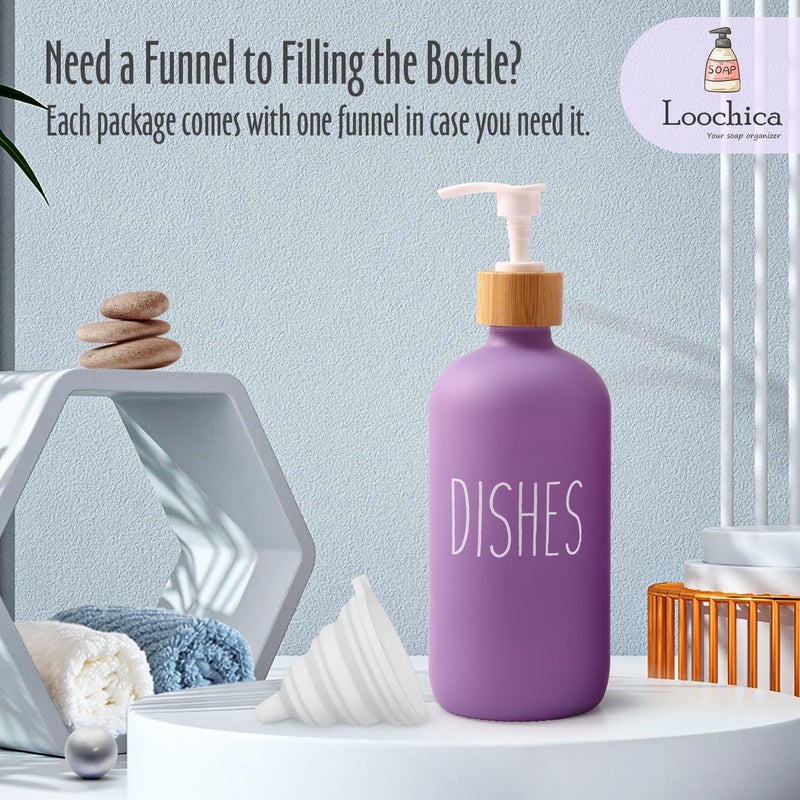 Loochica Purple Glass Kitchen Soap Dispenser, Lavender Detergent Dispenser or Dish Soap Dispenser for Kitchen Sink, Modern Lavender Decor Dish Soap Pump for Kitchen Organization - Image 4
